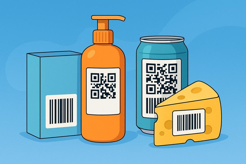 Berbagai jenis barcode dan QR code pada produk sehari-hari