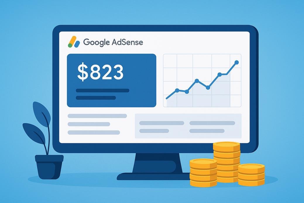Dashboard Google AdSense menunjukkan pendapatan dari iklan blog