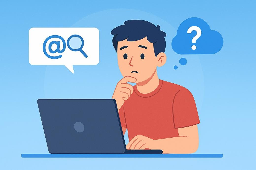 Ilustrasi cara melihat alamat email saya yang terlupa di laptop