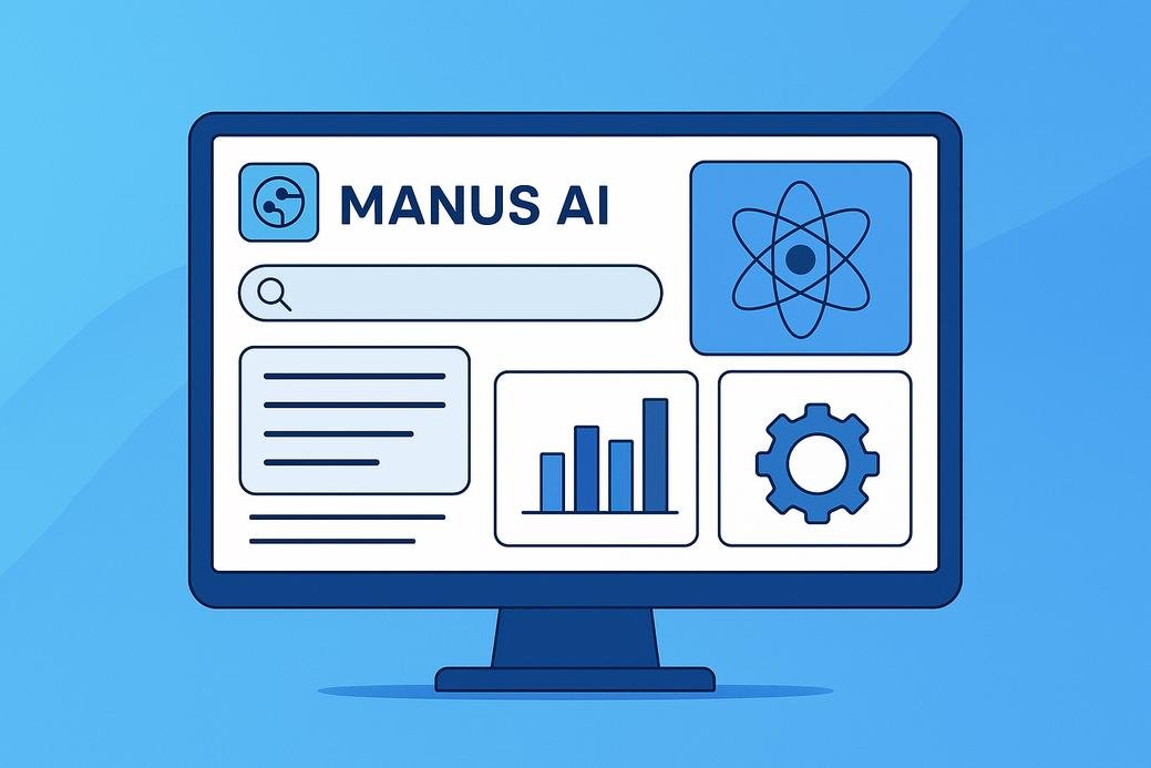 Ilustrasi interface Manus AI - platform kecerdasan buatan modern