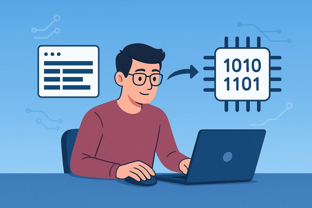 Ilustrasi proses encoding mengubah data ke format digital