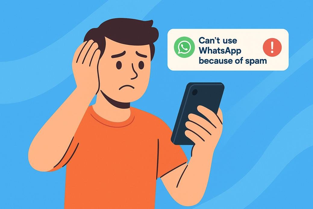 Notifikasi akun WA tidak dapat menggunakan WhatsApp karena spam di layar smartphone
