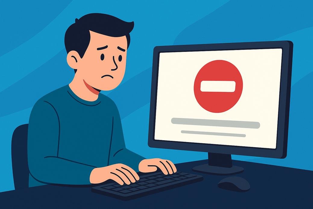Tampilan halaman blokir internet positif di layar komputer