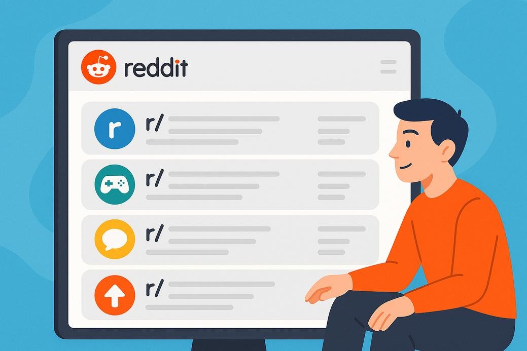 Tampilan halaman utama Reddit yang menunjukkan berbagai komunitas subreddit populer